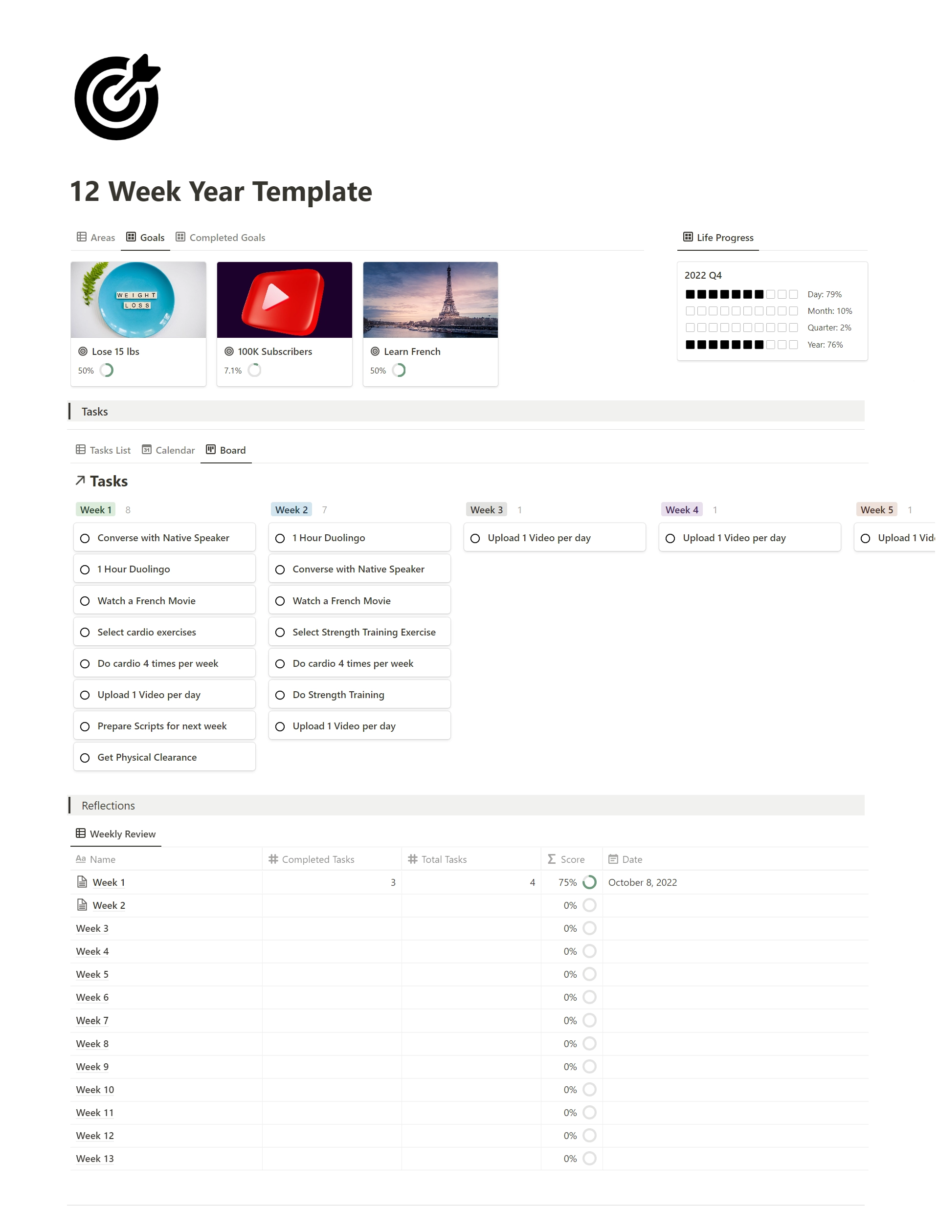 Notion 12 Week Year Template