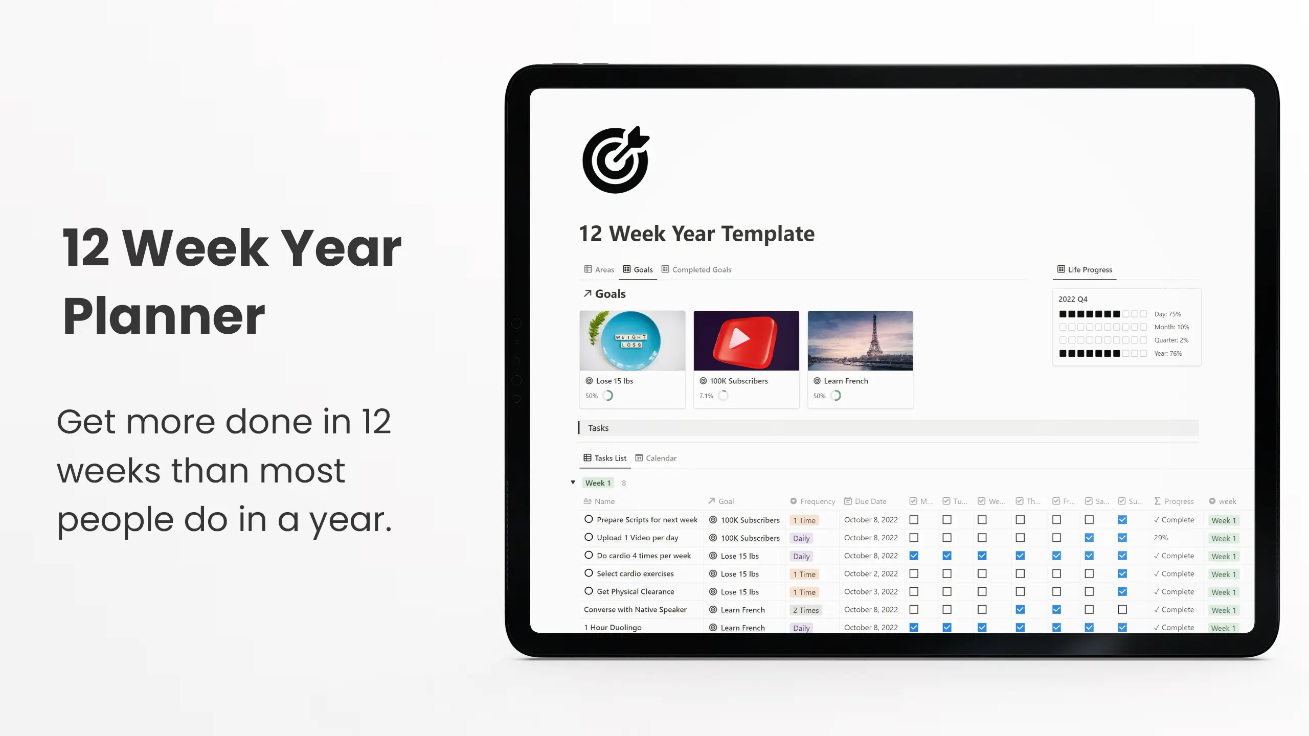 12 Week Year Notion Template