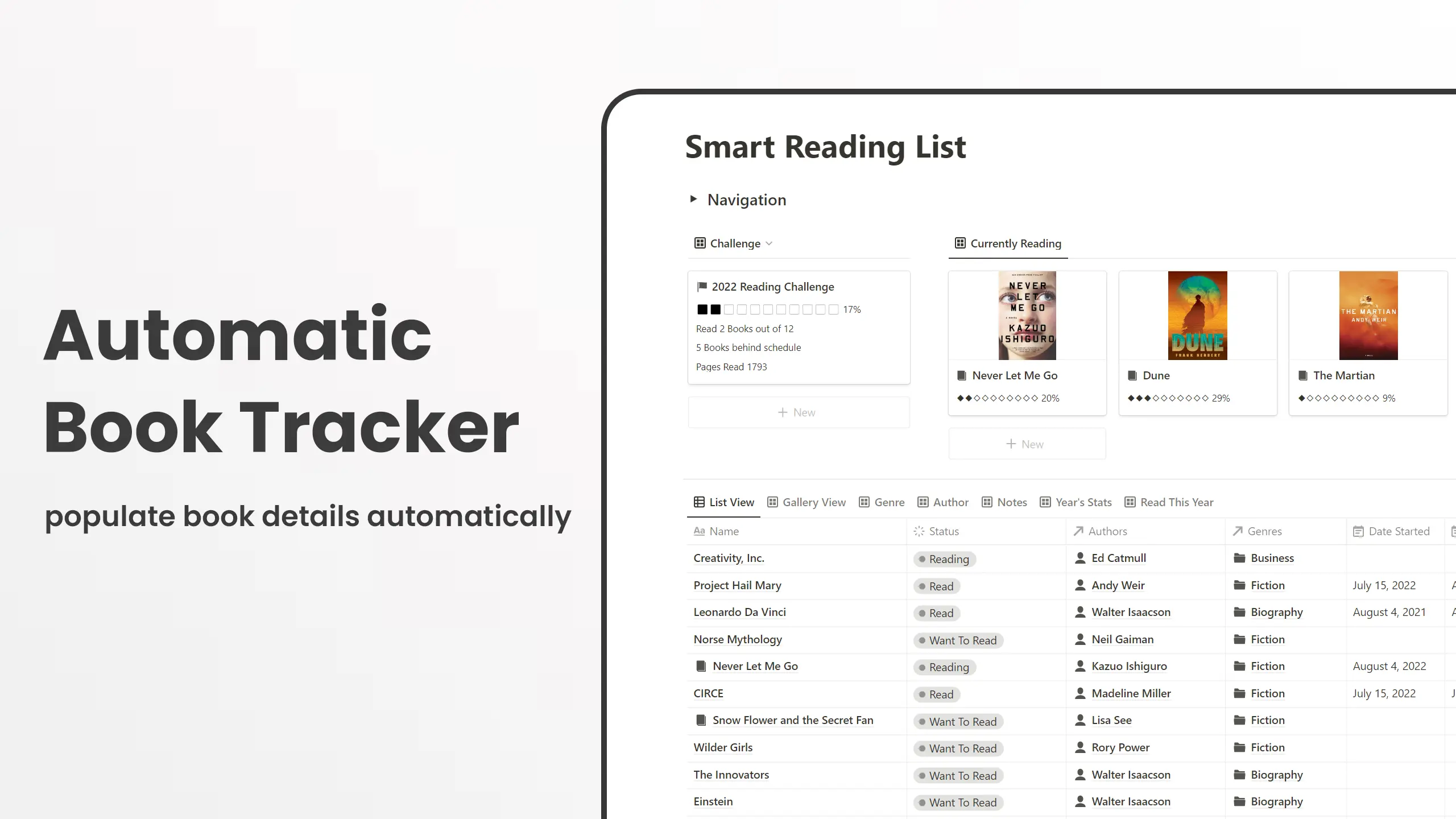 Smart Reading List Notion Template image
