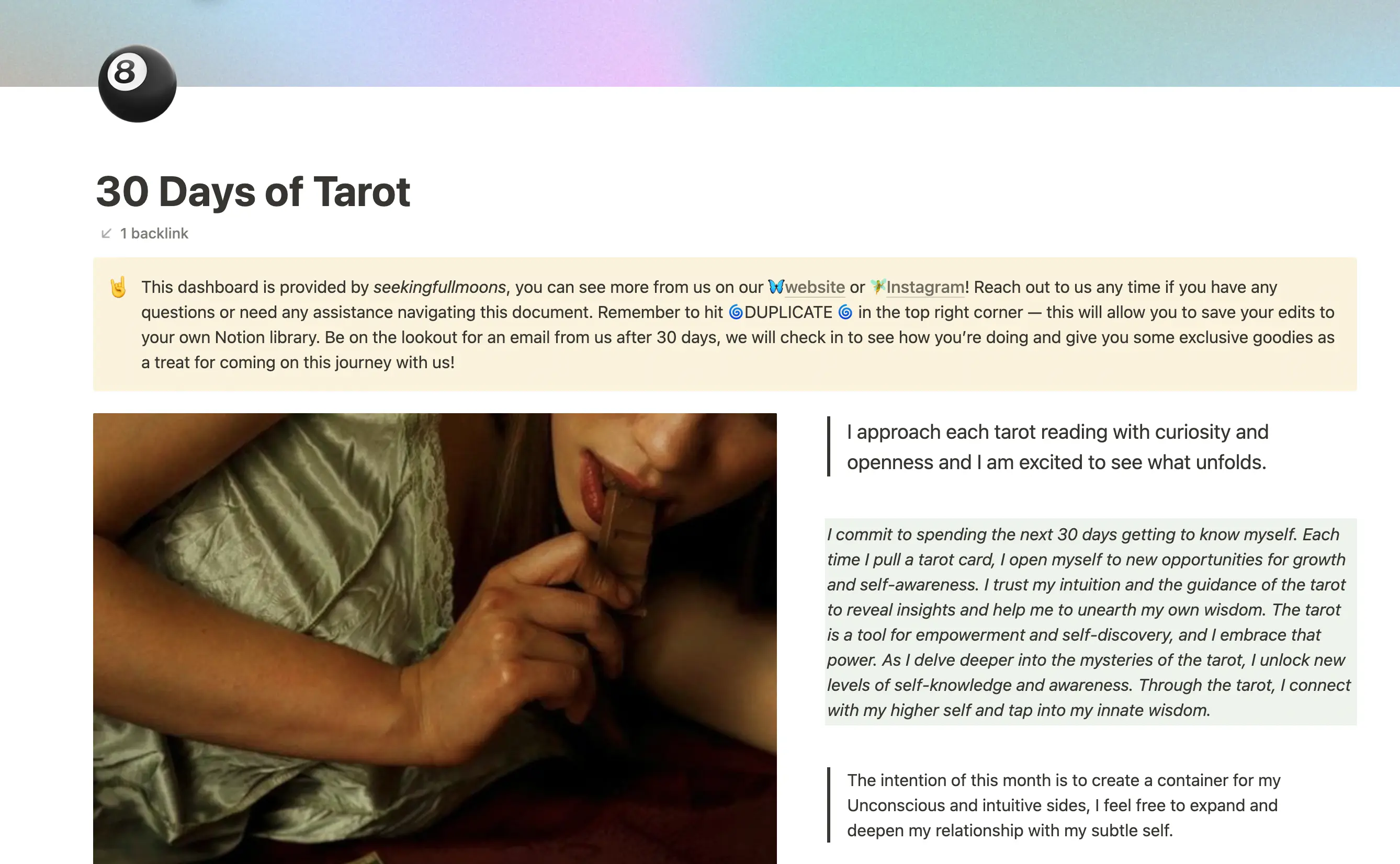 30 Day Tarot Challenge & Resource Database image