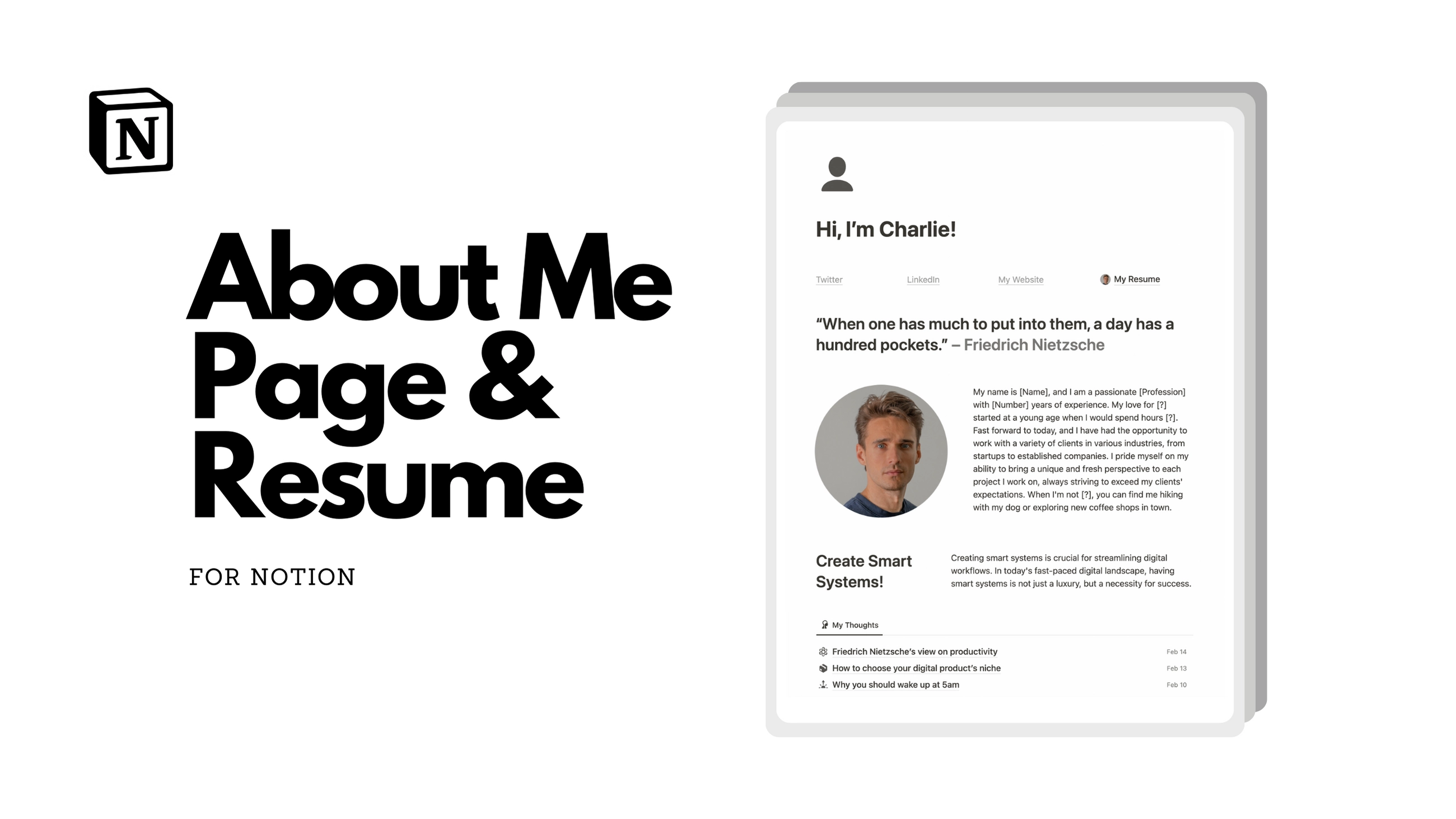 About Me Page Resume For Notion Notionhub