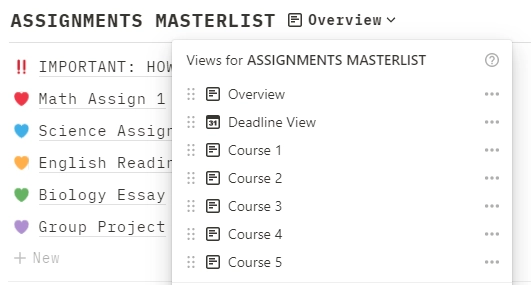 Assignments Masterlist