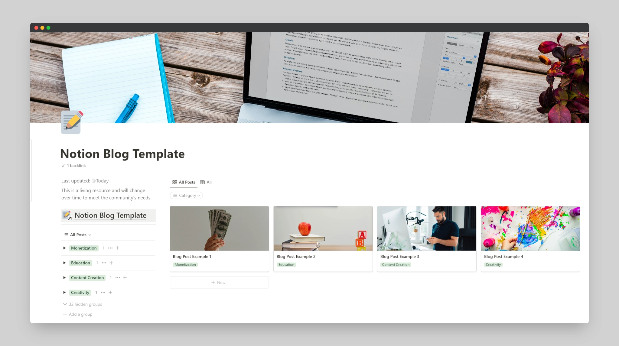 Blog Template in Notion