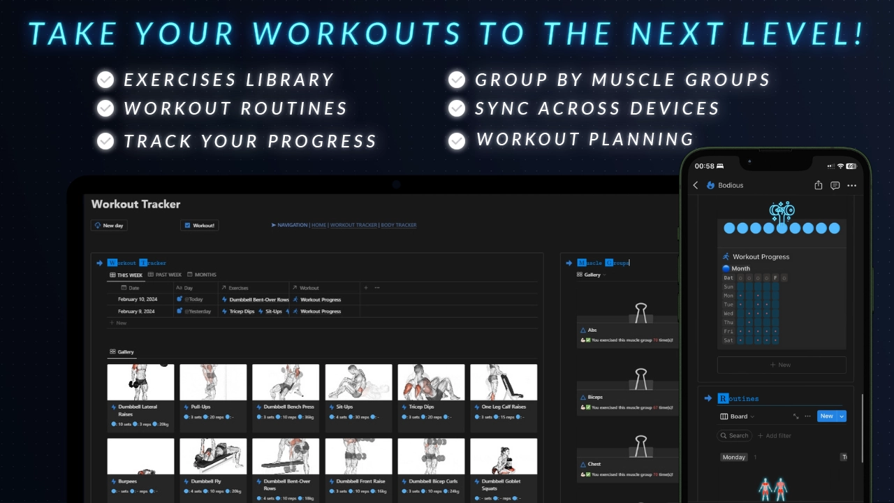 Notion BODIOUS Nutrition & Workout Tracker