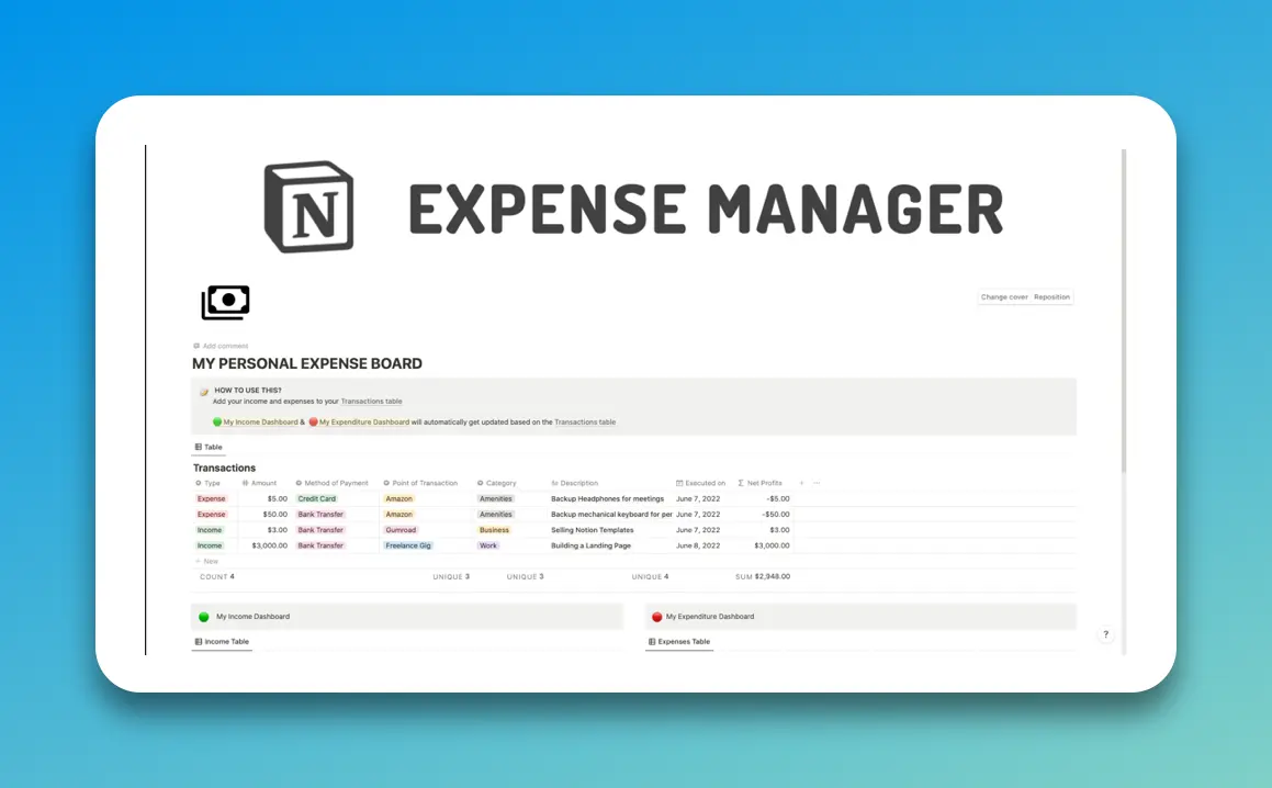 Budget & Expense Manager Notion Template image