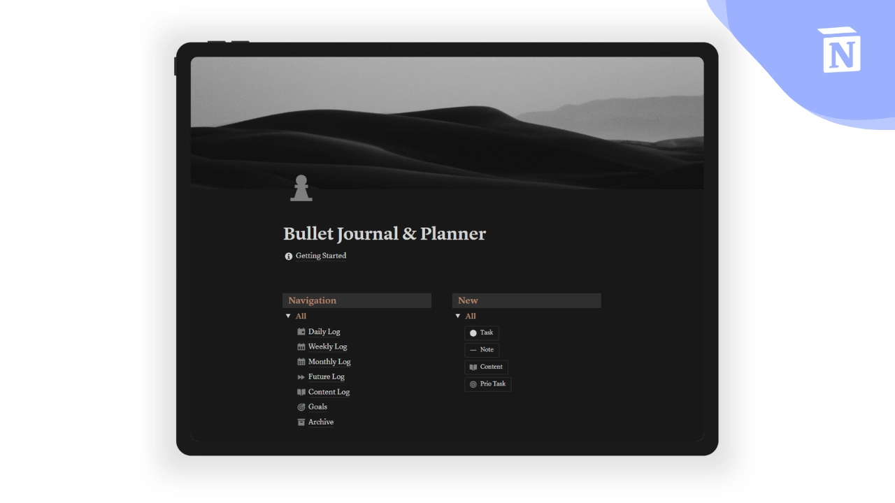 Notion Bullet Journal & Planner Template