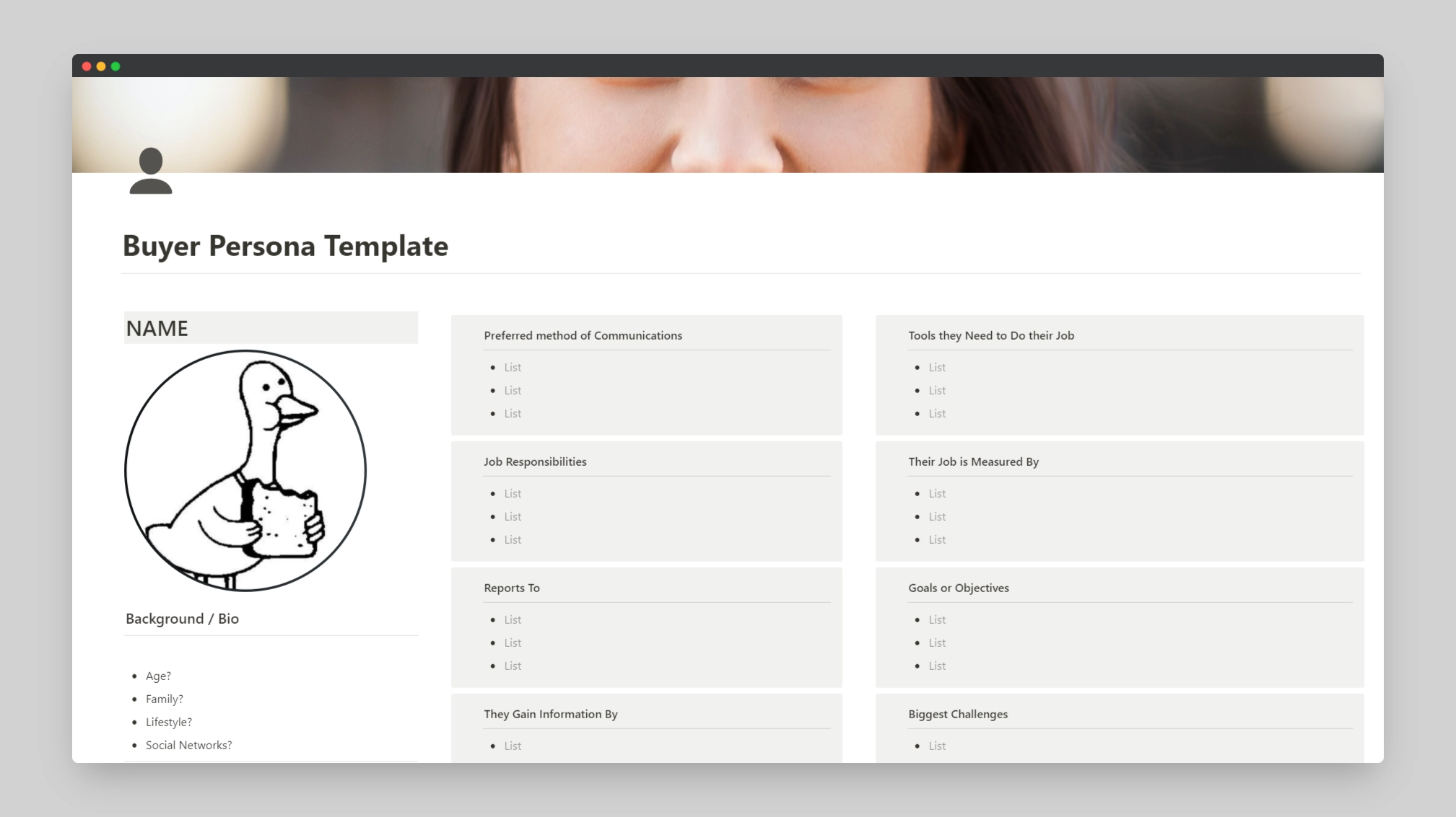 Notion Buyer Persona Template in 