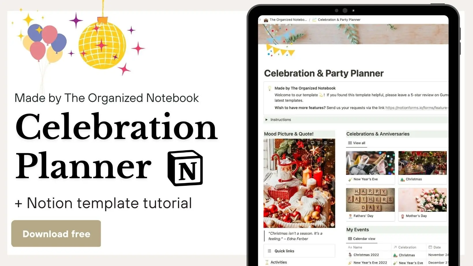 Celebration & Party Planner Notion Template image