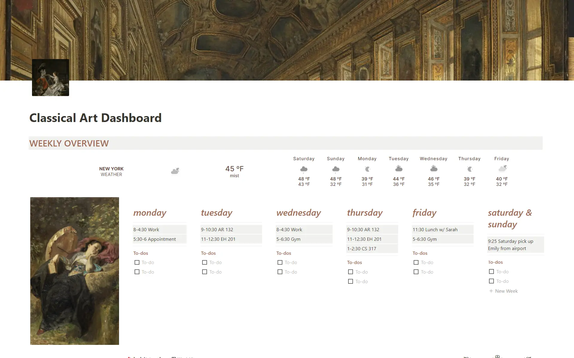 Classical Art Style Dashboard image