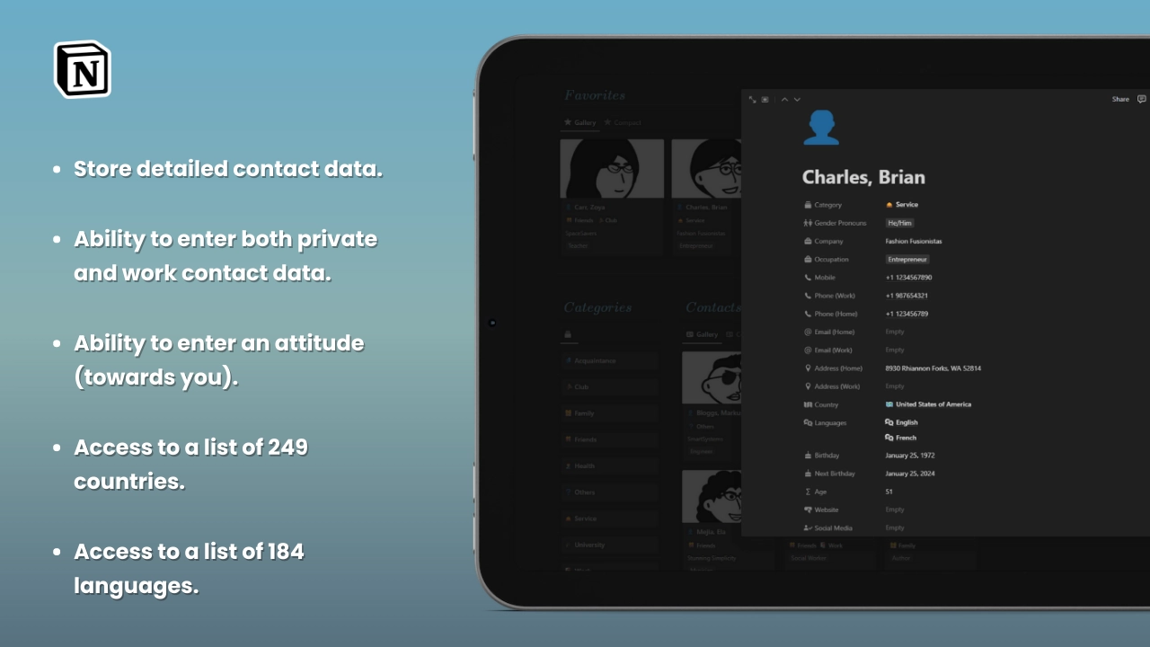 Notion Contact List (Personal CRM)