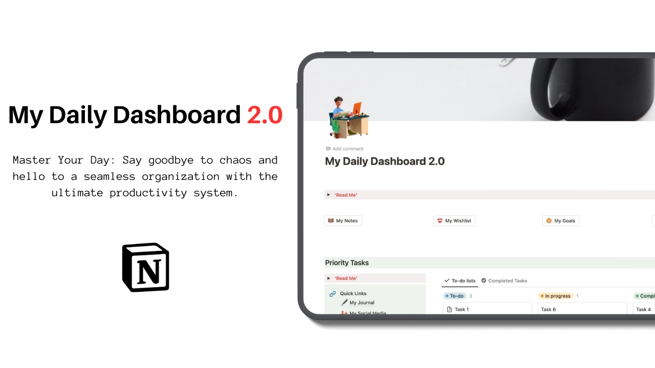 Notion My Daily Dashboard 2.0  Template