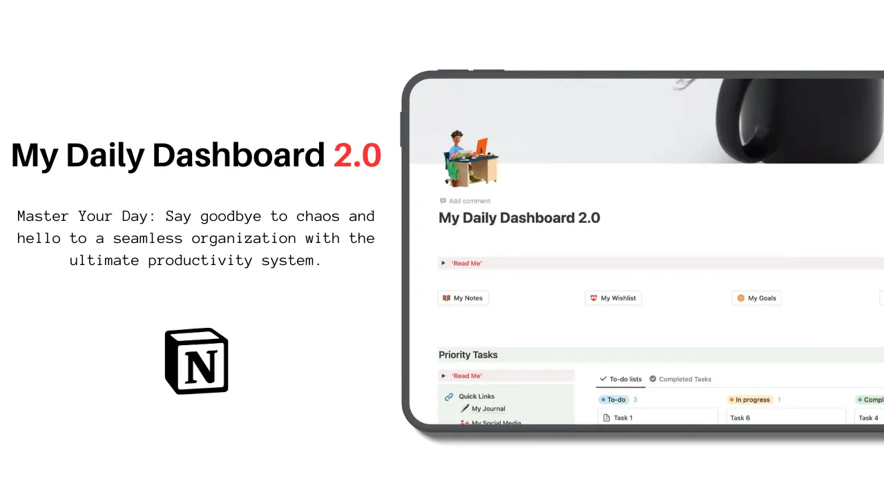 My Daily Dashboard 2.0 Notion Template image