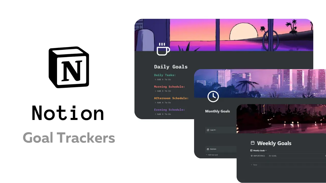 Daily, Weekly & Monthly Notion Goal Trackers image