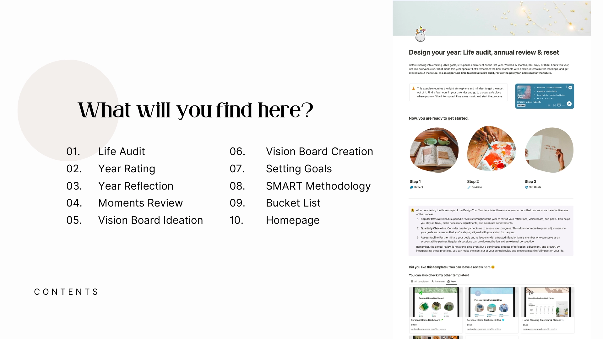 Notion Design Your Year 2025 Life Audit, Annual Review & Reset