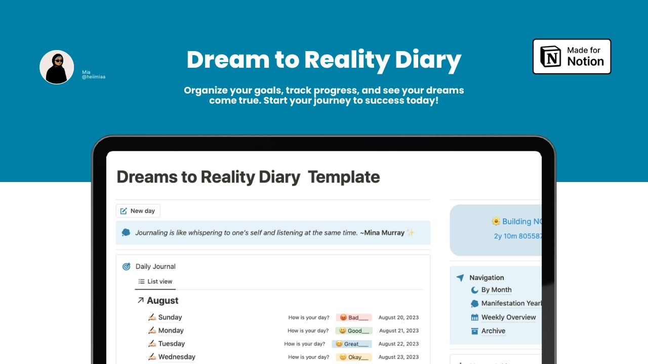 Notion Dream To Reality Diary