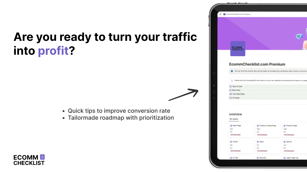 Notion EcommChecklist - Conversion Rate Optimization for eCommerce Websites