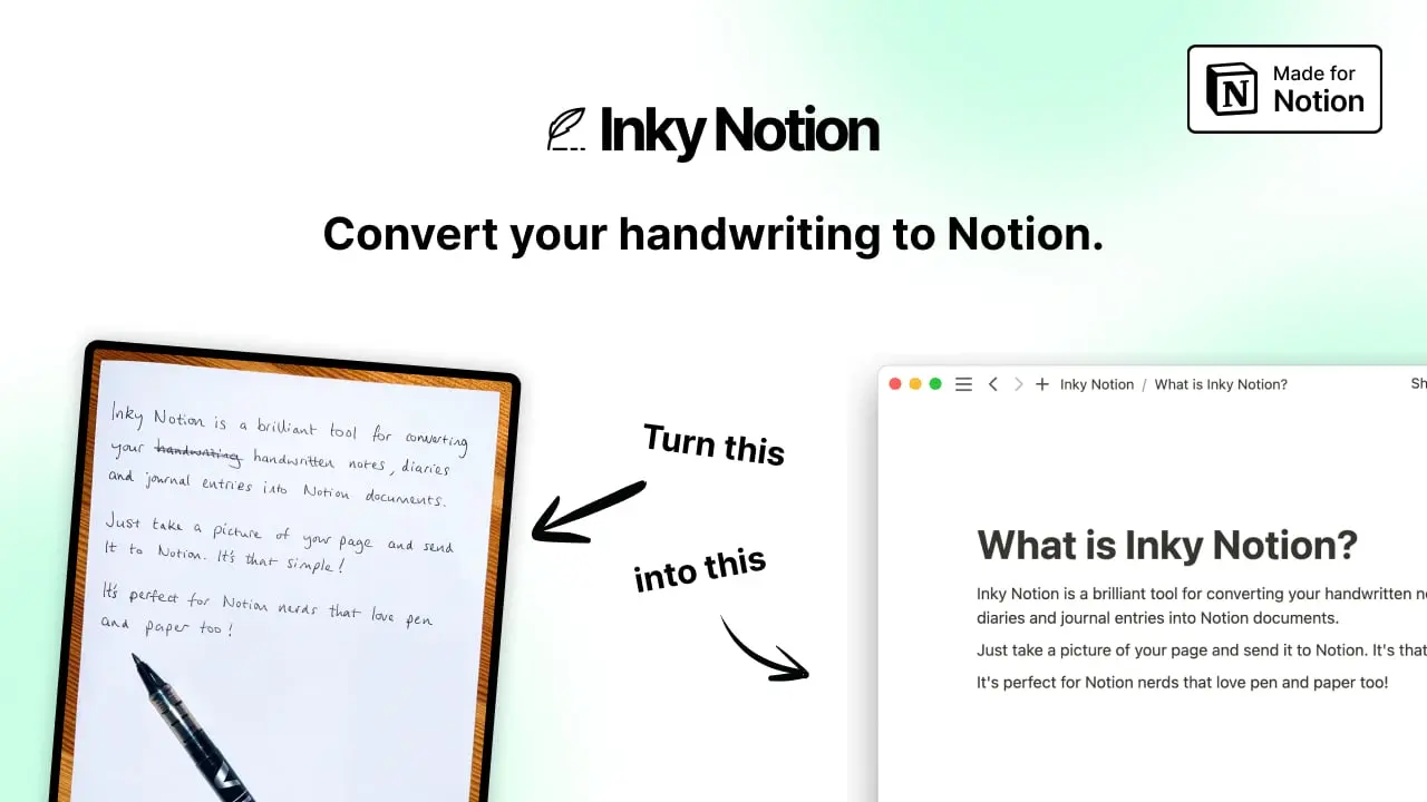 Effortlessly Move Handwritten Notes To Notion image