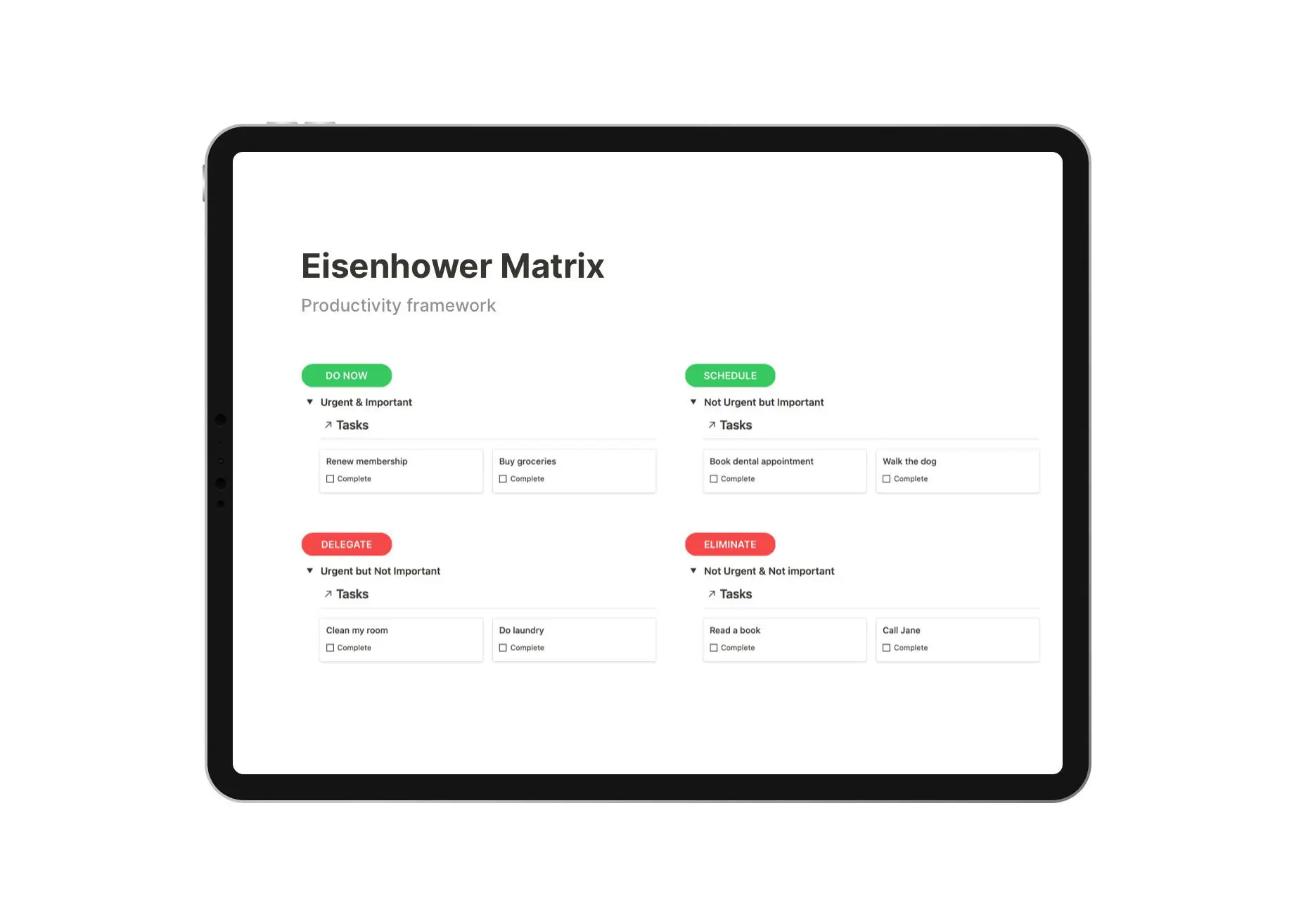 Eisenhower Matrix Template image