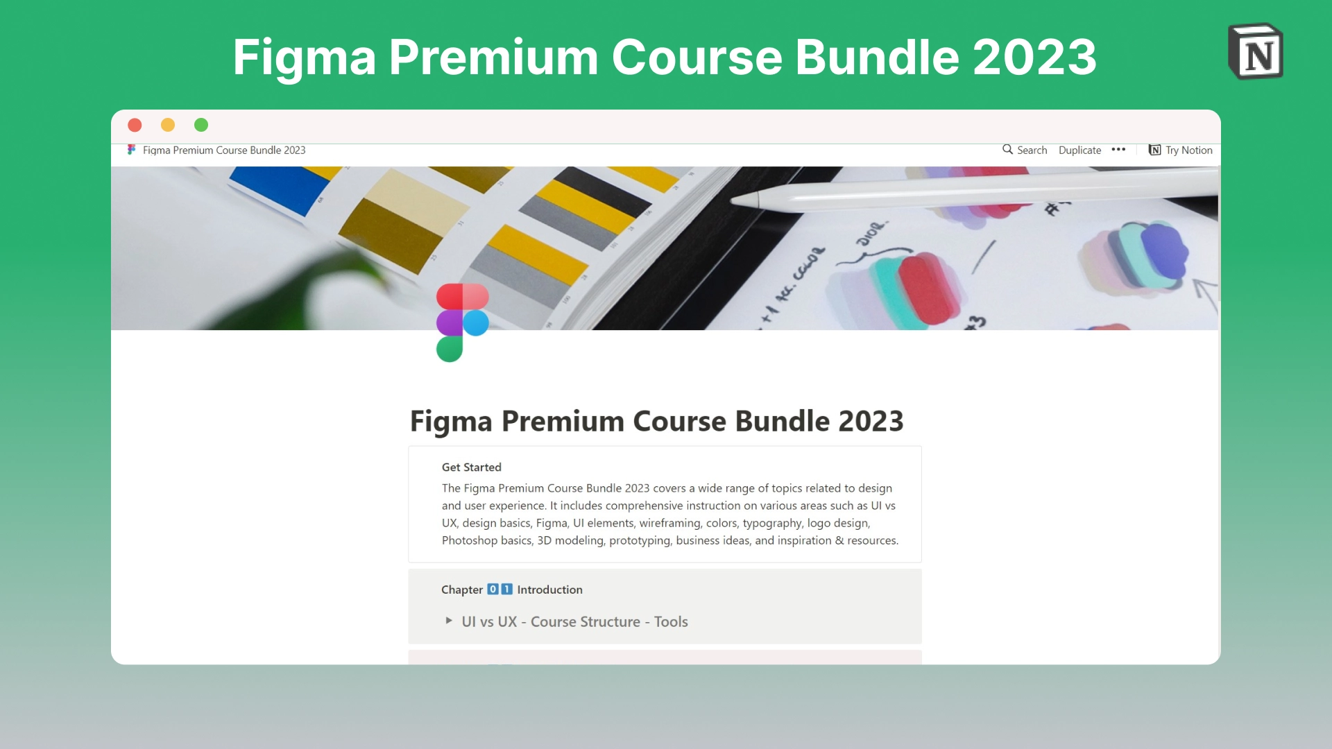 Figma Premium Course Bundle 2023 Notion Template