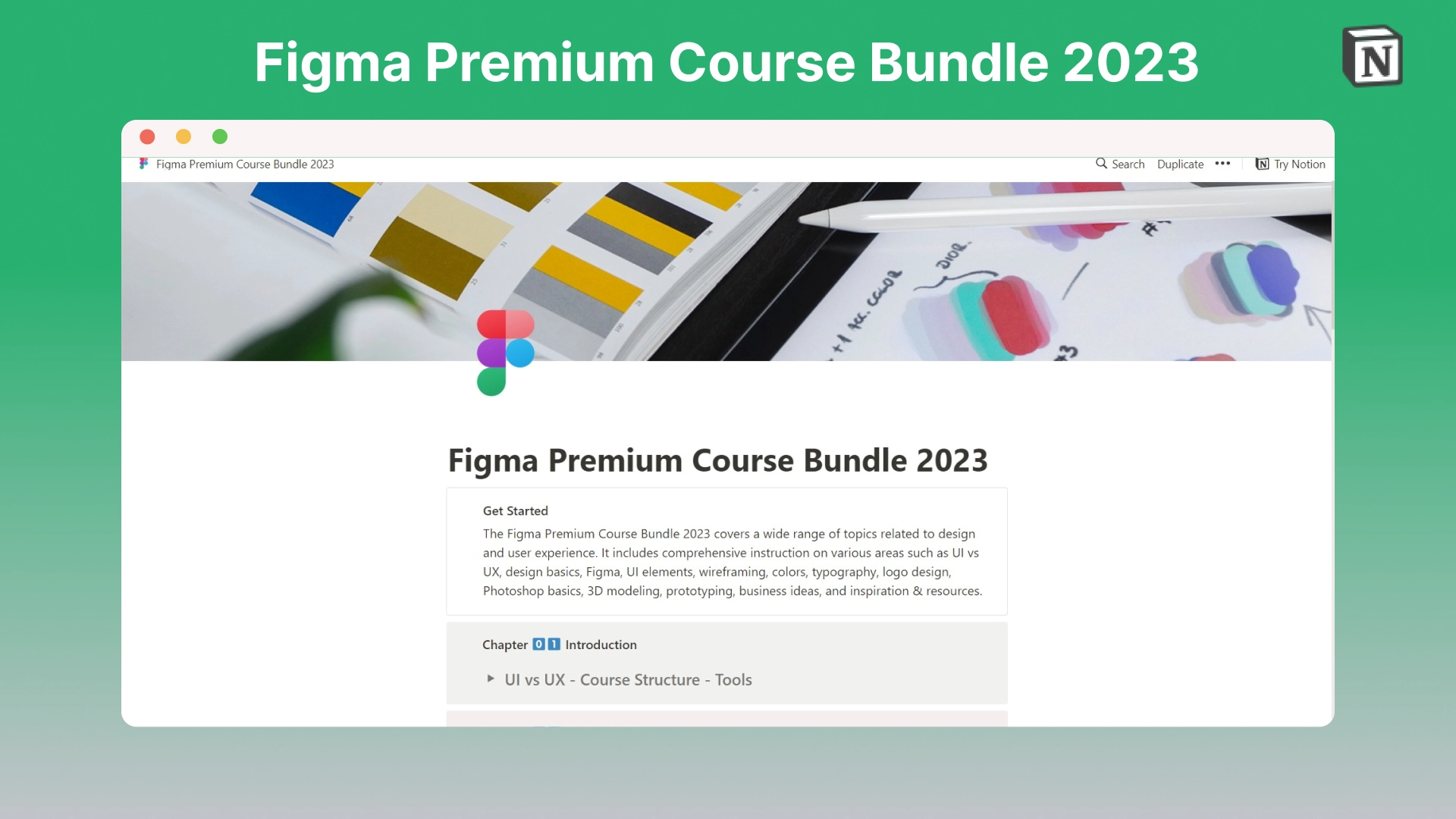 Notion Figma Premium Course Bundle 2023  Template