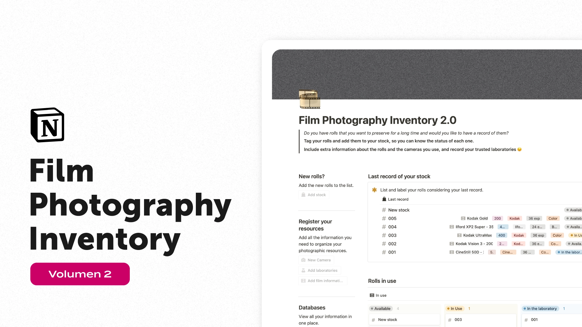 Notion Template for Analog Photographers