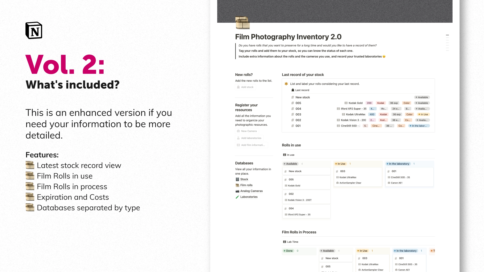 Notion Template for Analog Photographers