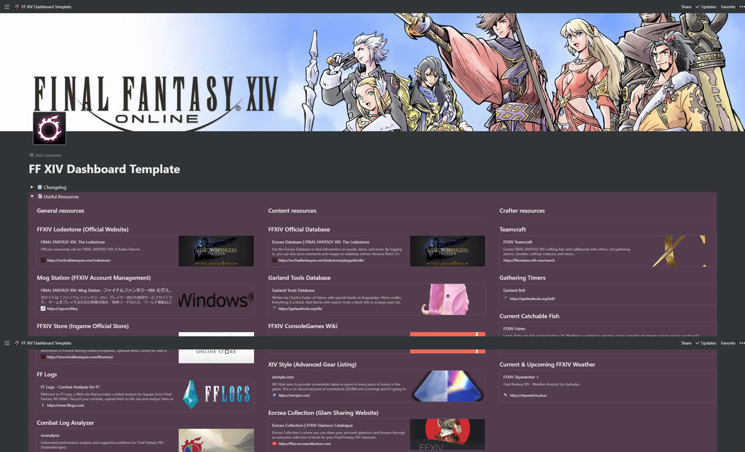 Final Fantasy XIV Dashboard image