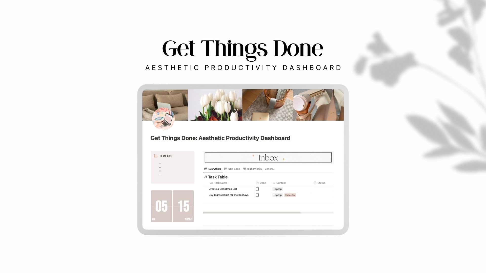 Notion Get Things Done Aesthetic Productivity Dashboard