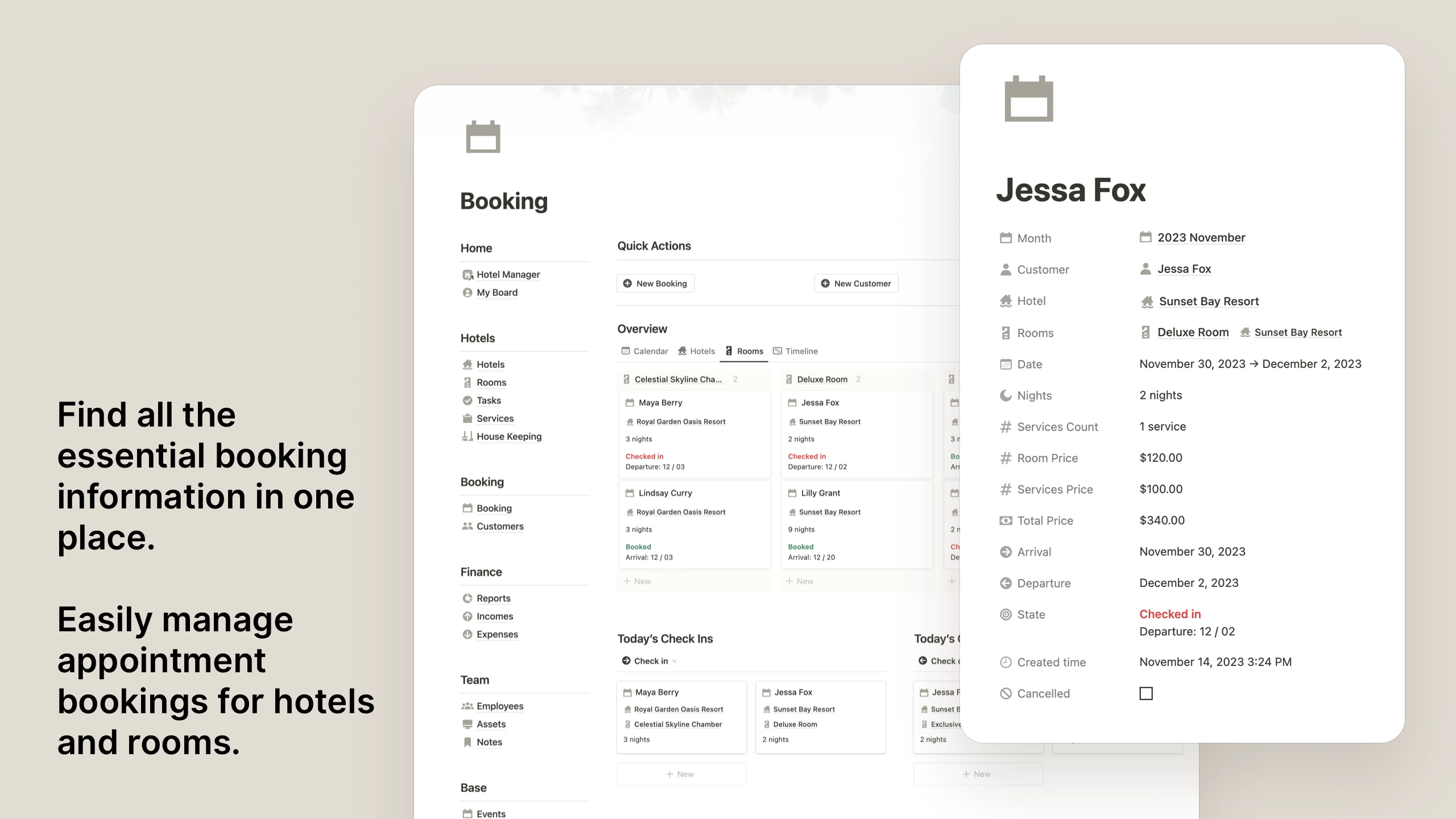 Notion Hotel Management  Template