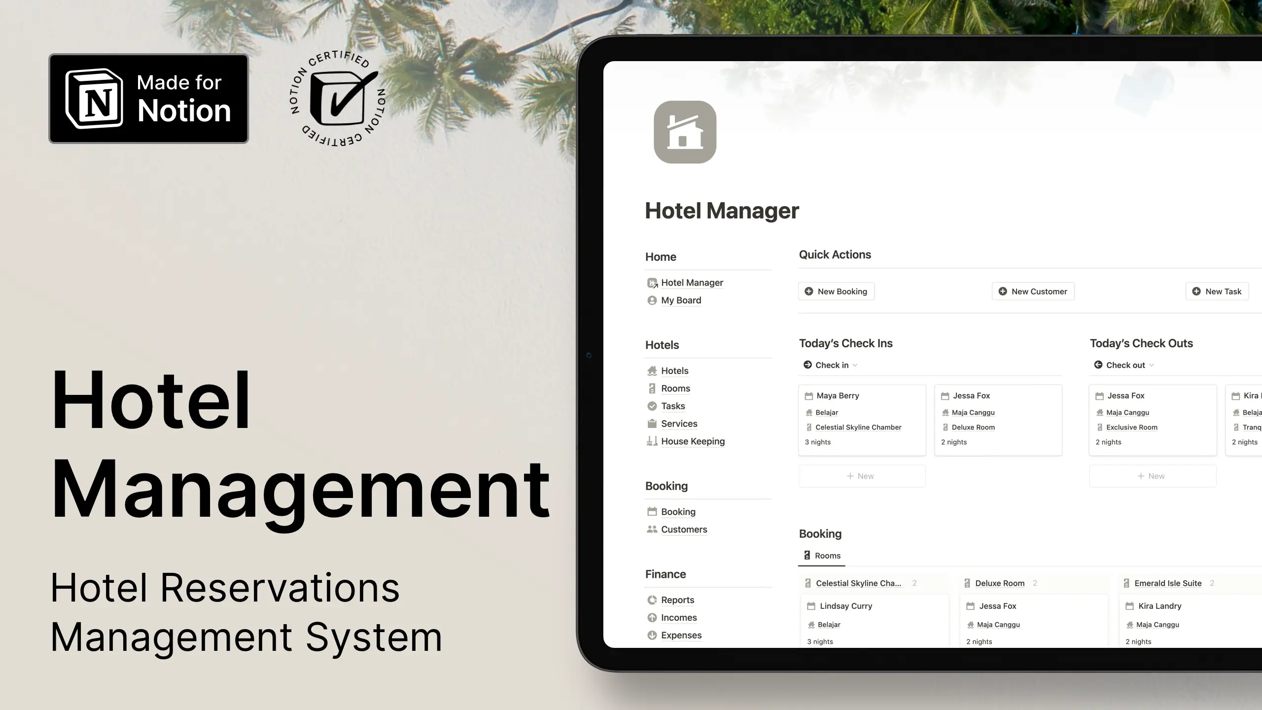 Hotel Management Notion Template image