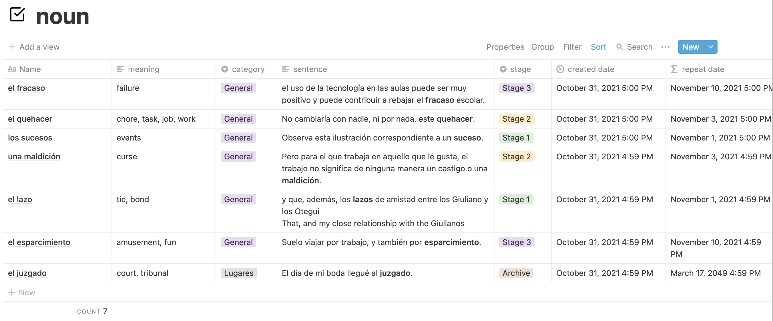 Language Learning Vocabulary Template