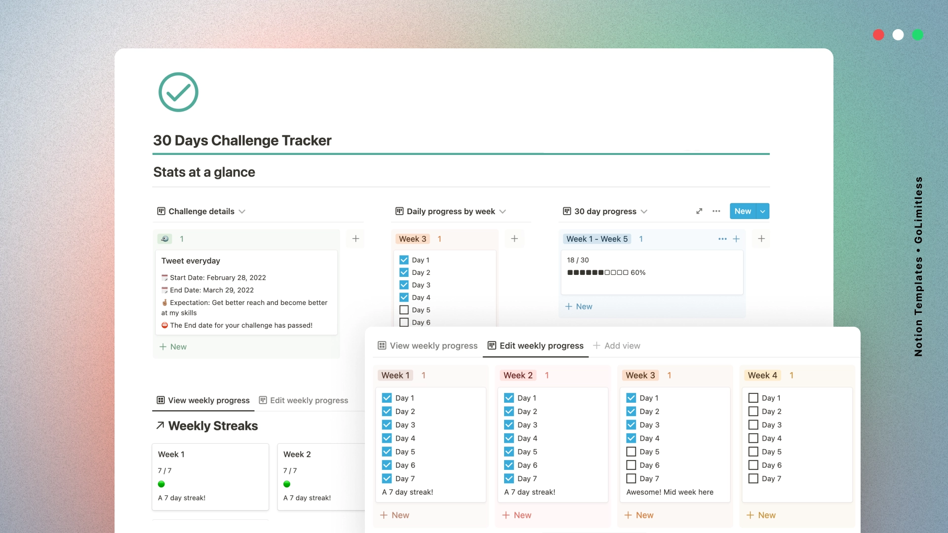 Notion 30 Days Challenge Tracker