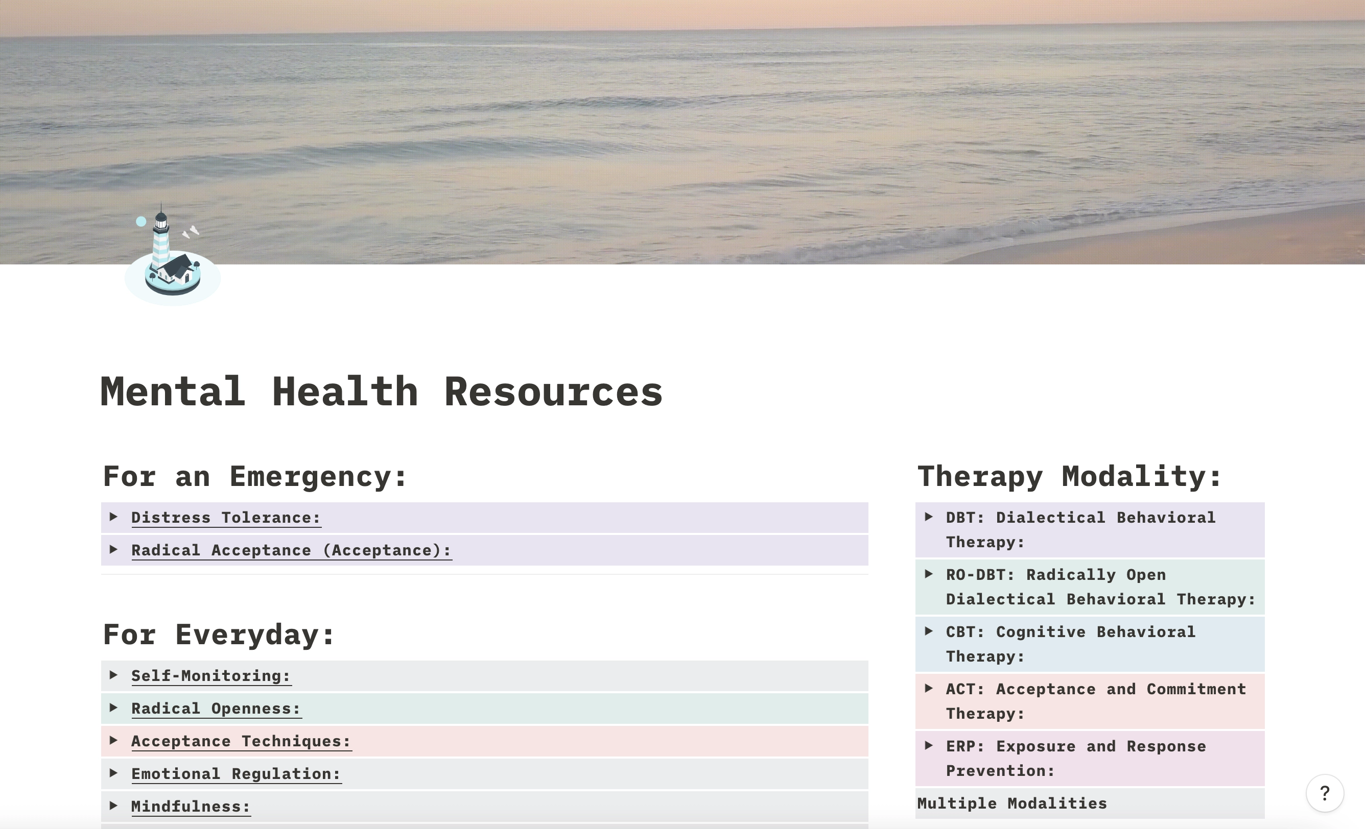 Mental Health Resources Template