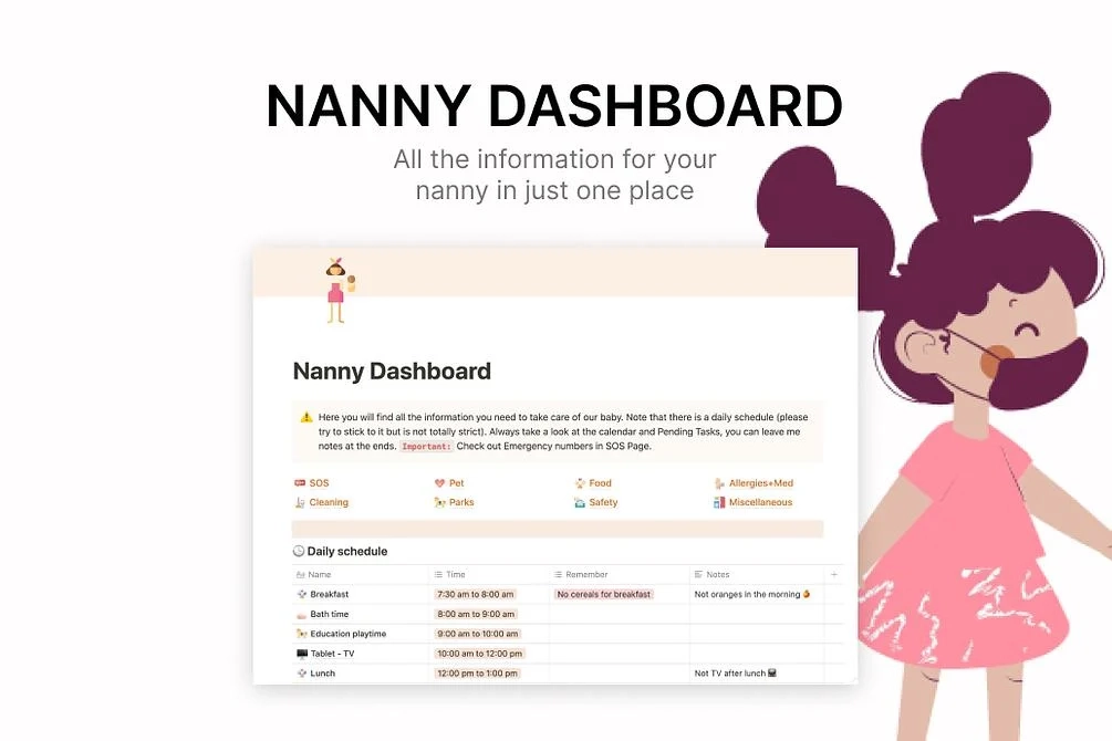 Nanny Dashboard Notion Template
