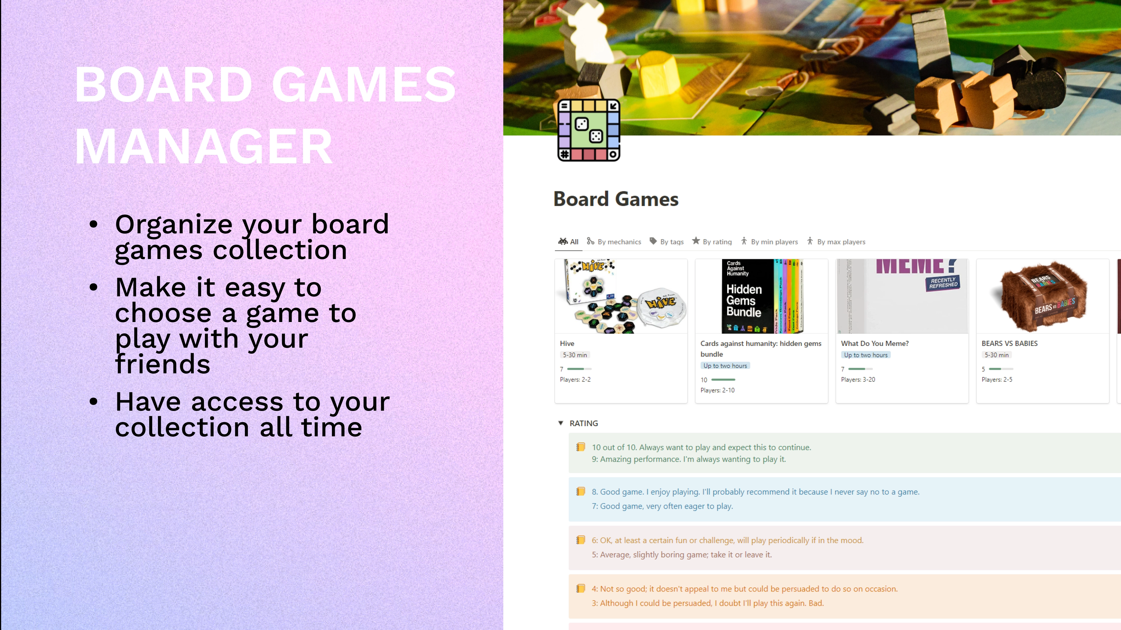 Notion Board Games Manager