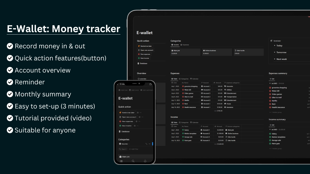 Notion E-wallet - Simple money tracker