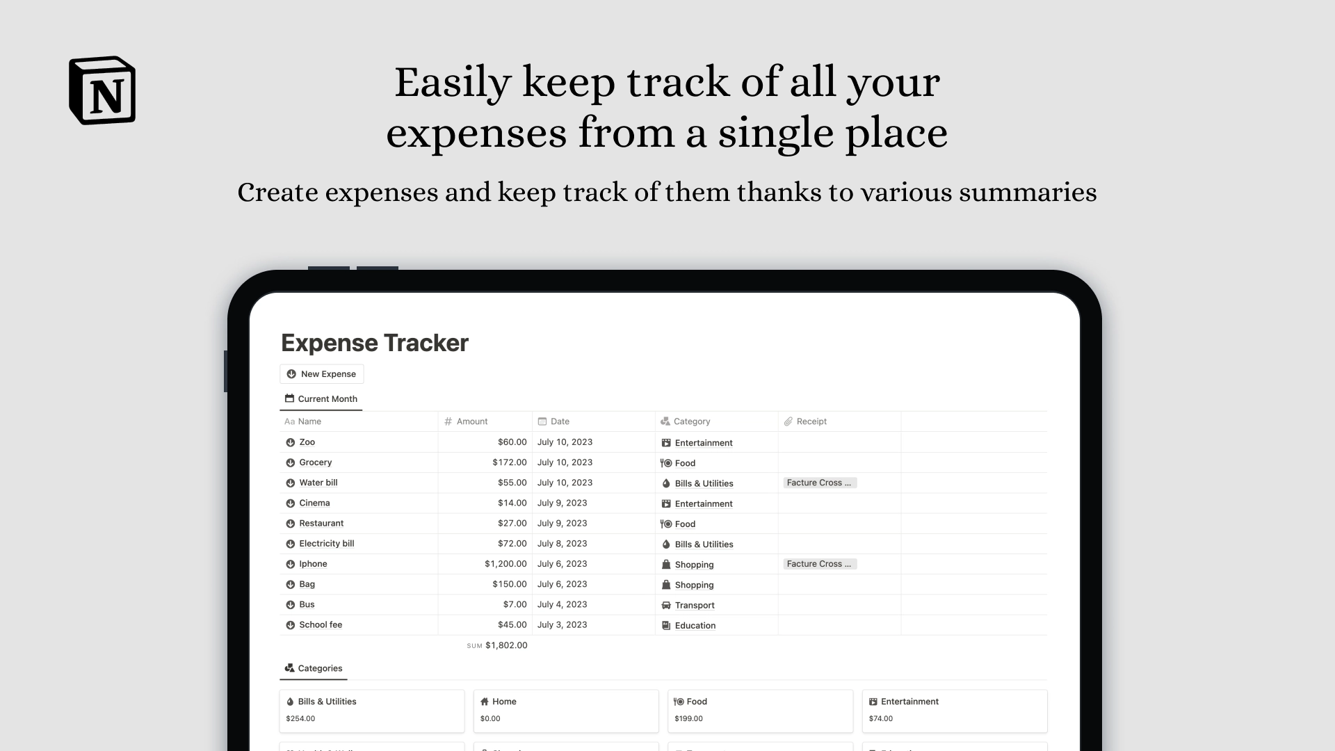 Notion Expense Tracker