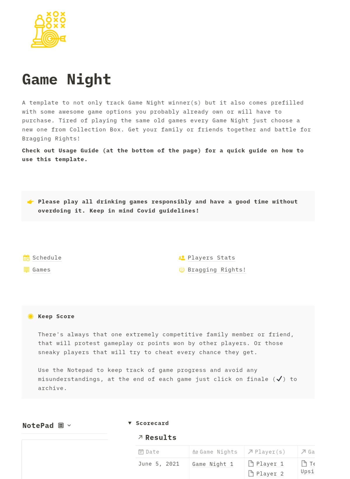Notion Game Night Tracker