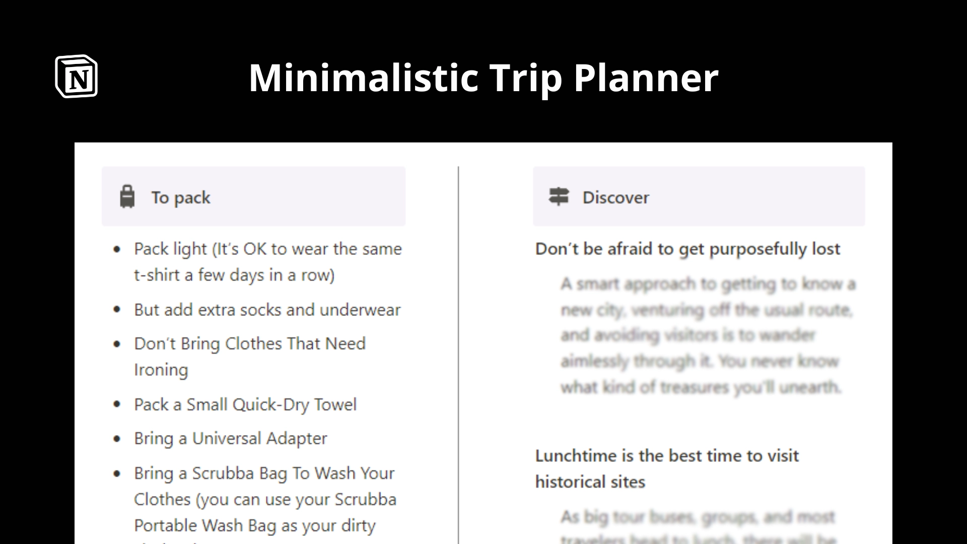 Minimalistic Trip Planner
