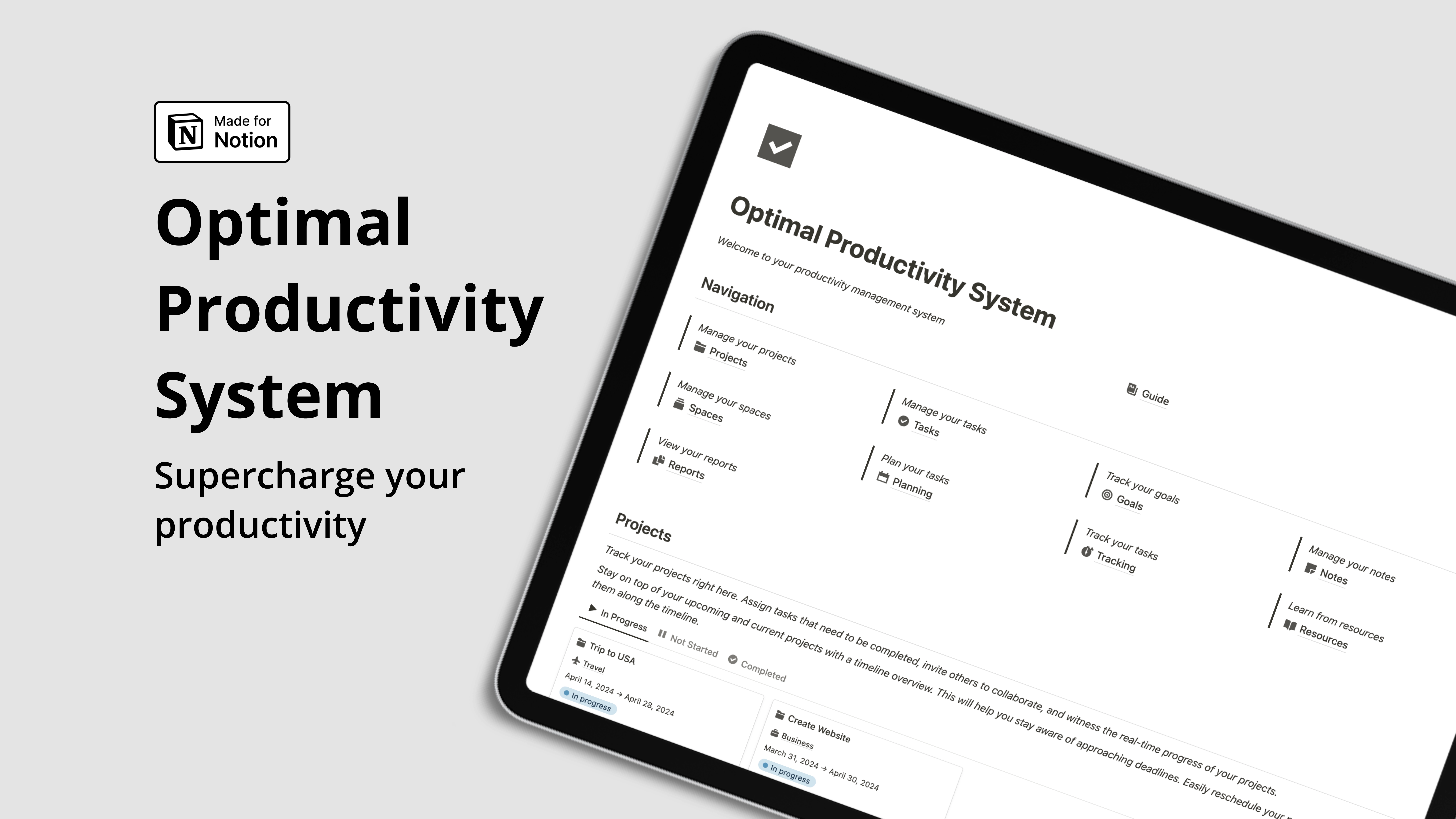Notion Optimal Productivity System Template