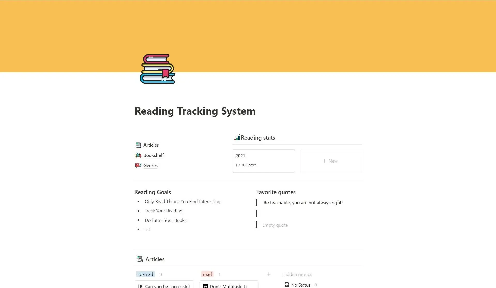 Notion Reading Tracker System image