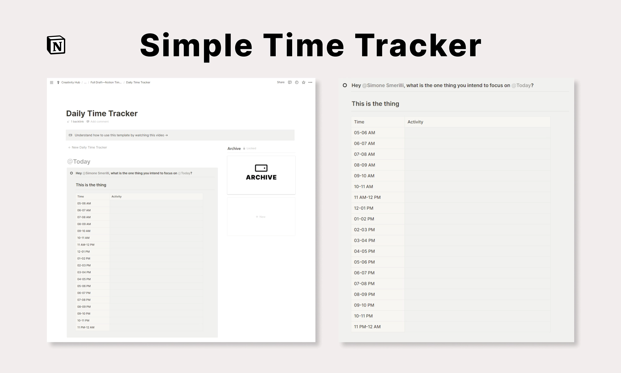 Notion Simple Daily Time Tracker