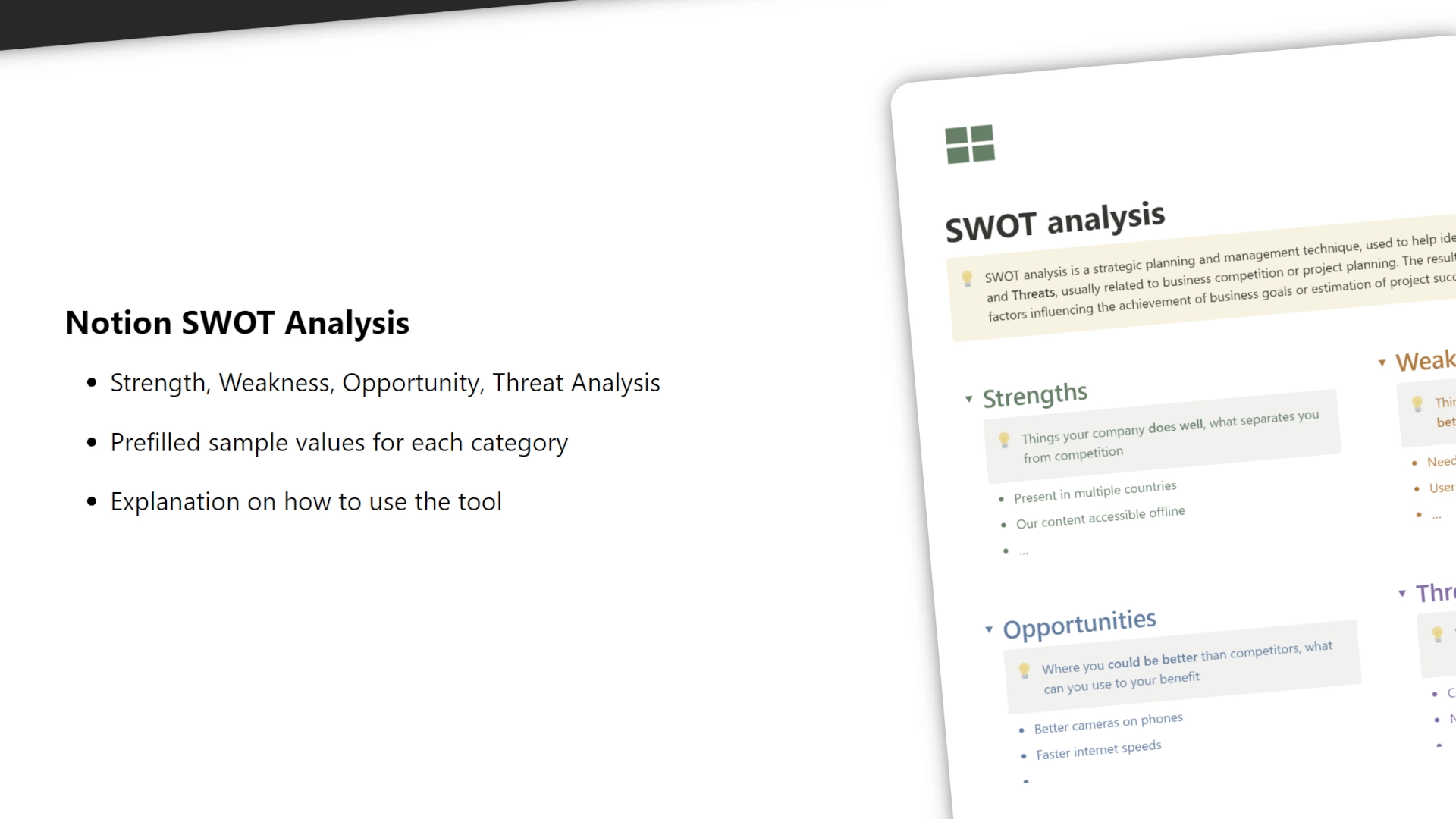 Notion SWOT Analysis Template