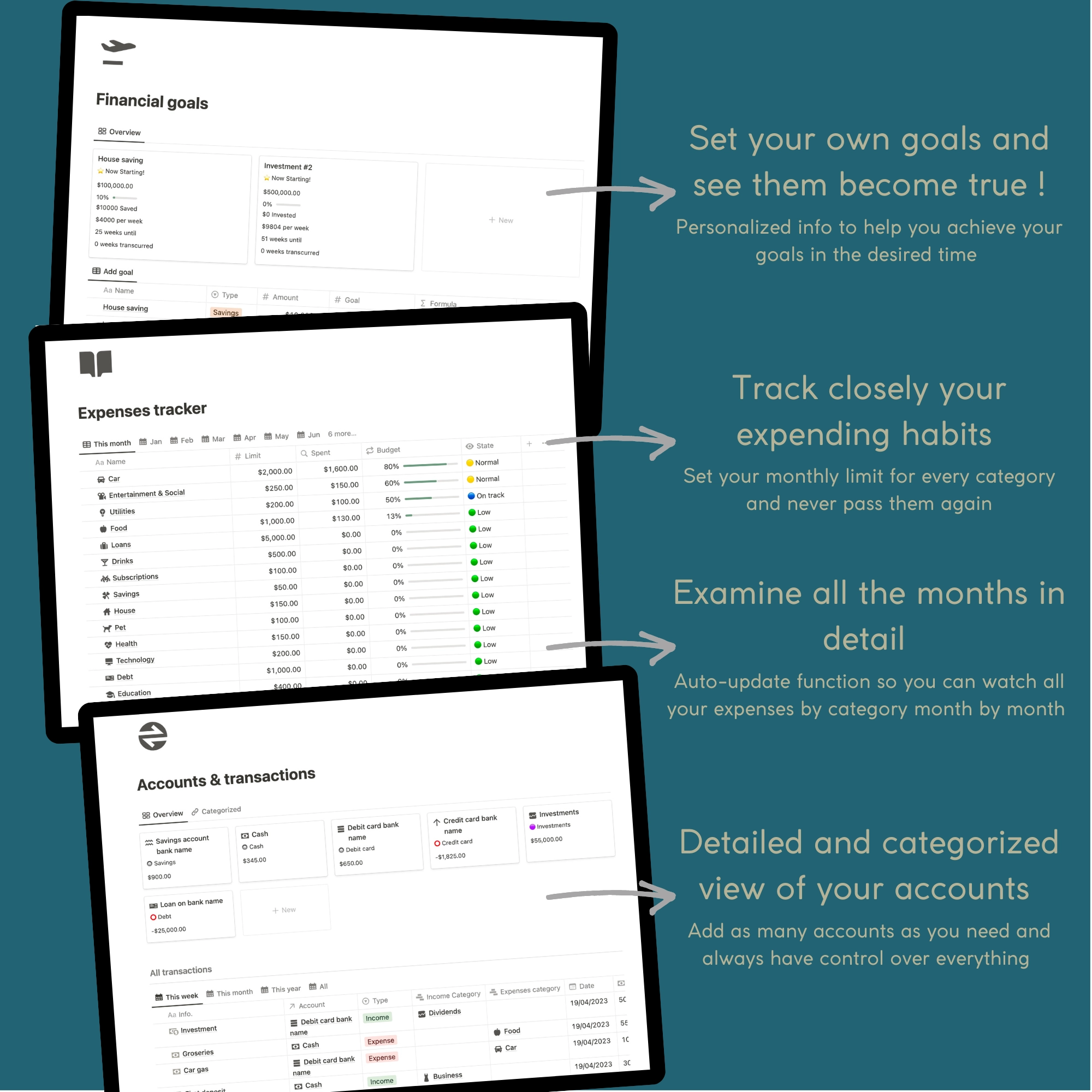 Personal Finances Tracker & Budget planner Template