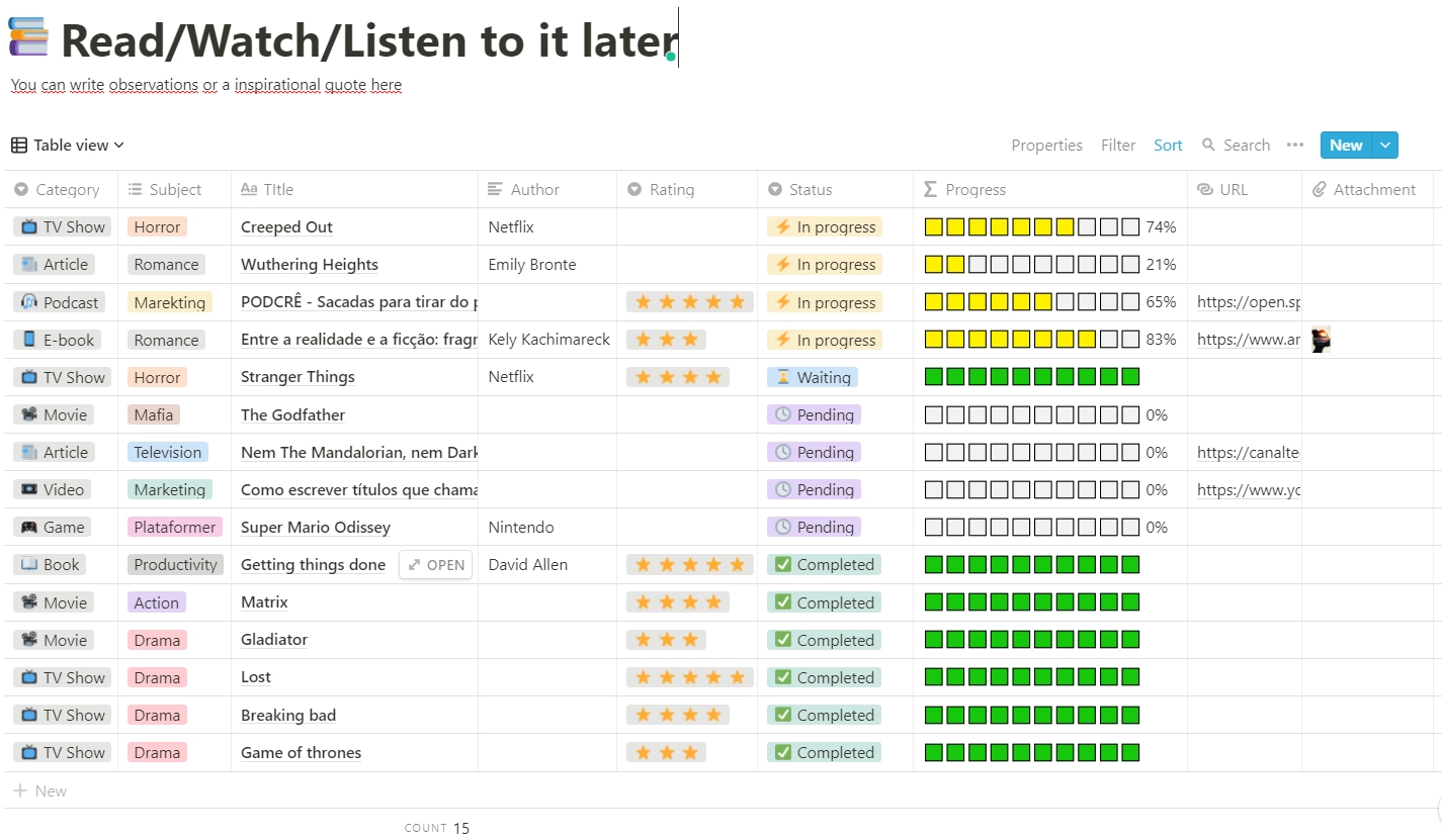 Personal Library Track Books TV Shows and Movies Notionhub