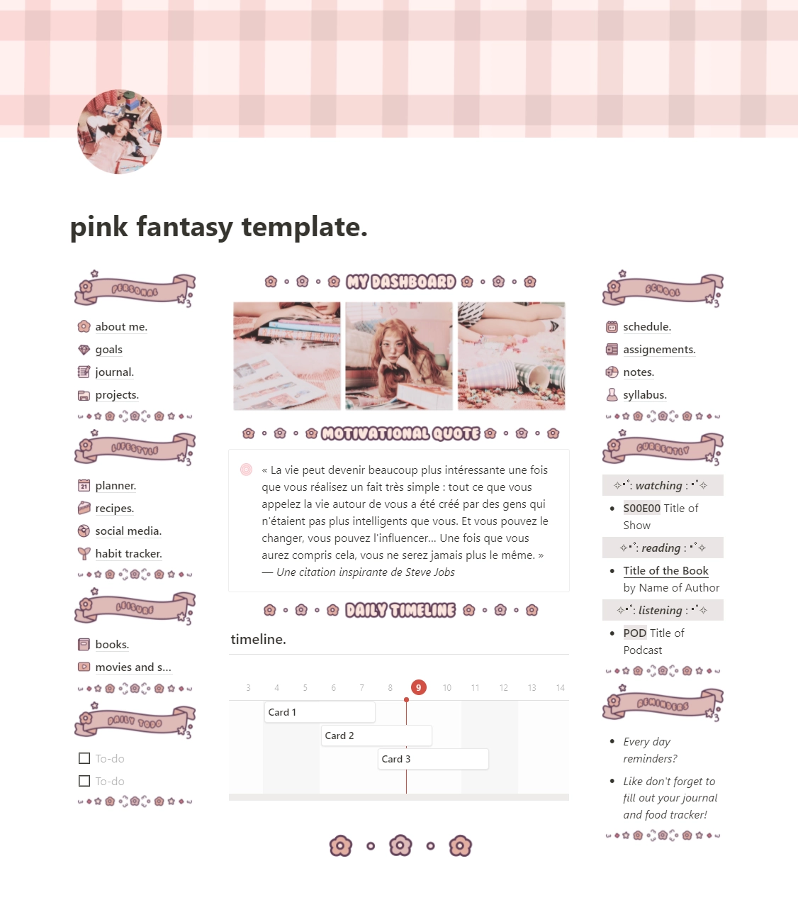 Pink Fantasy Dashboard Template