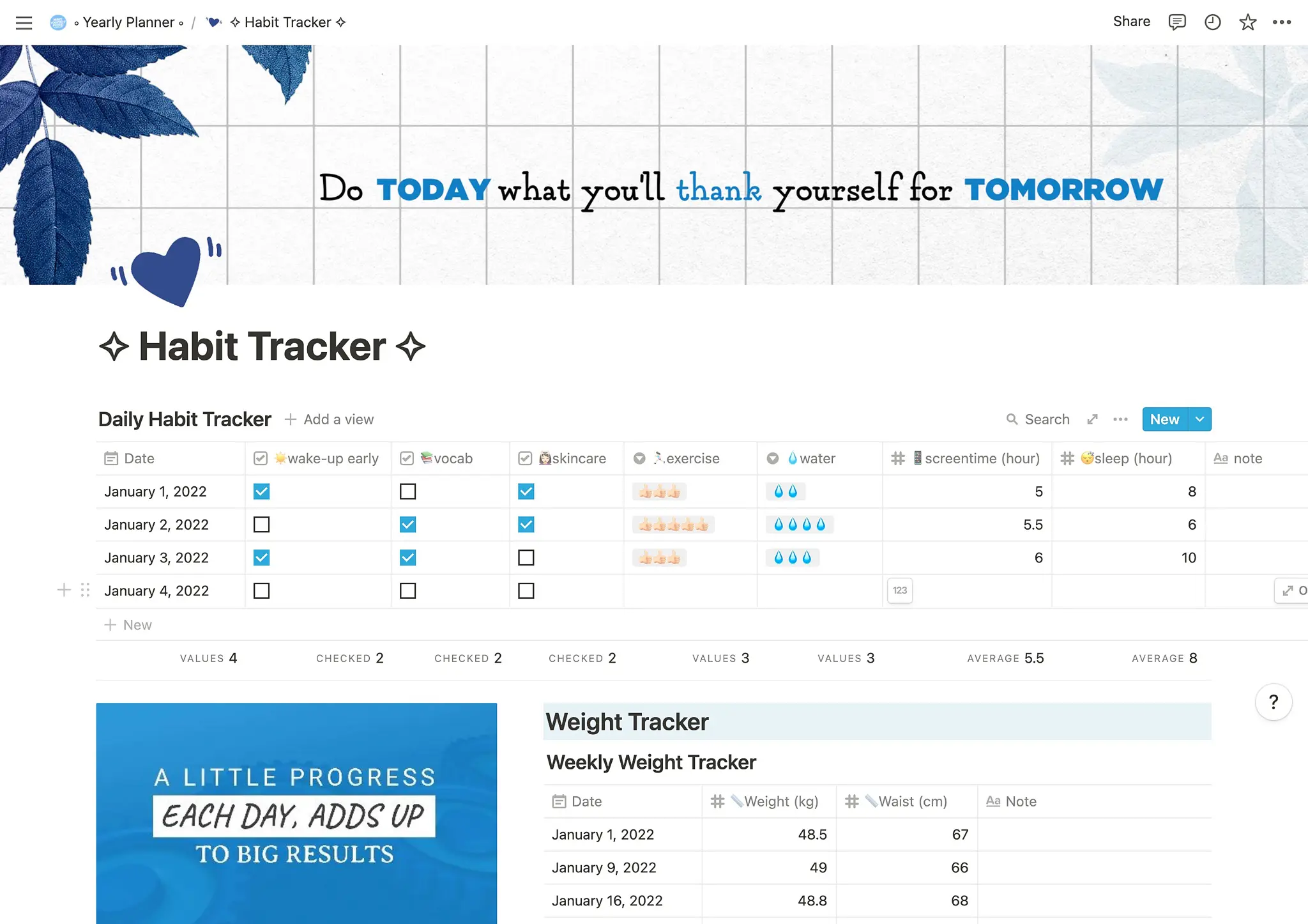 Planner and Tracker Dashboard image