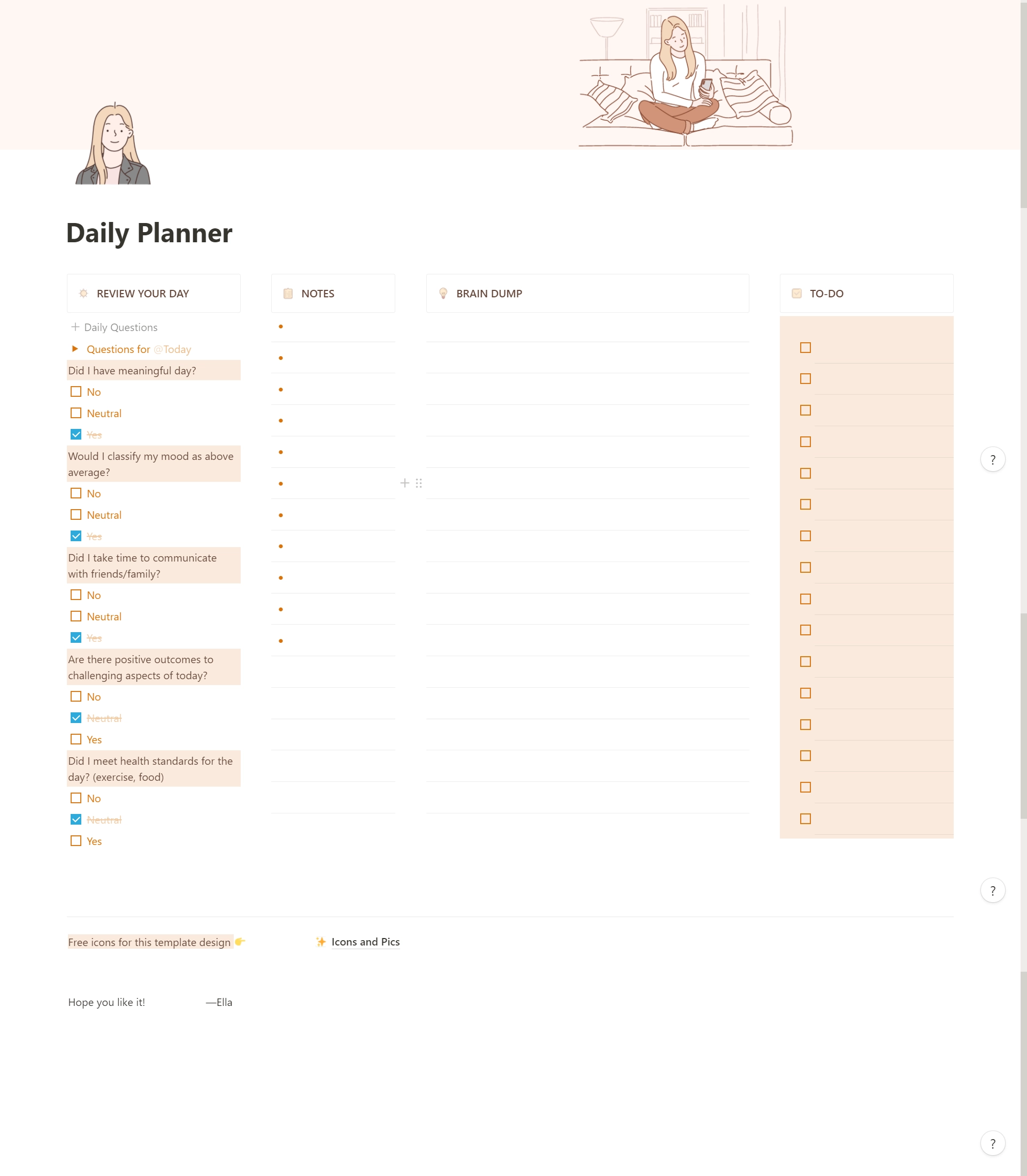 Positive Daily Planner Template