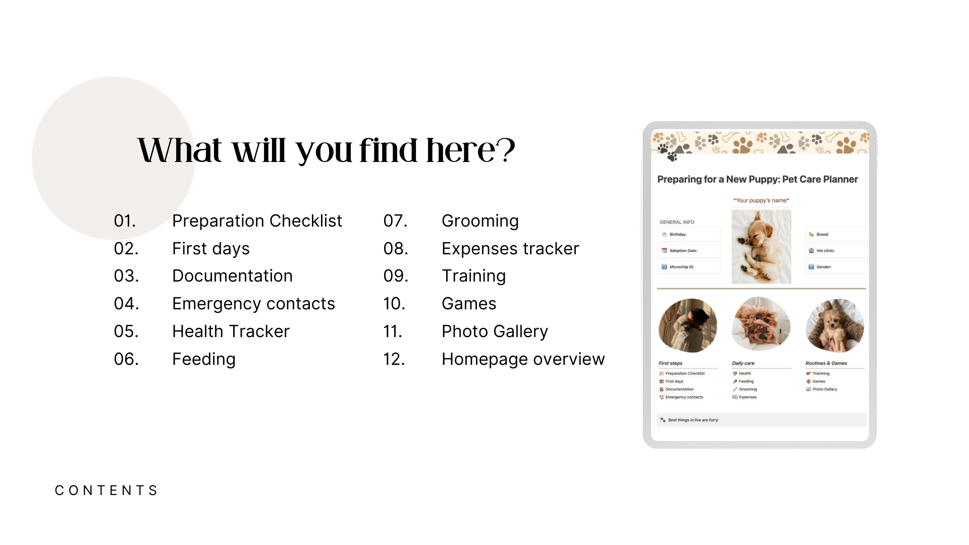 Notion Preparing For A New Puppy - Pet Care Planner
