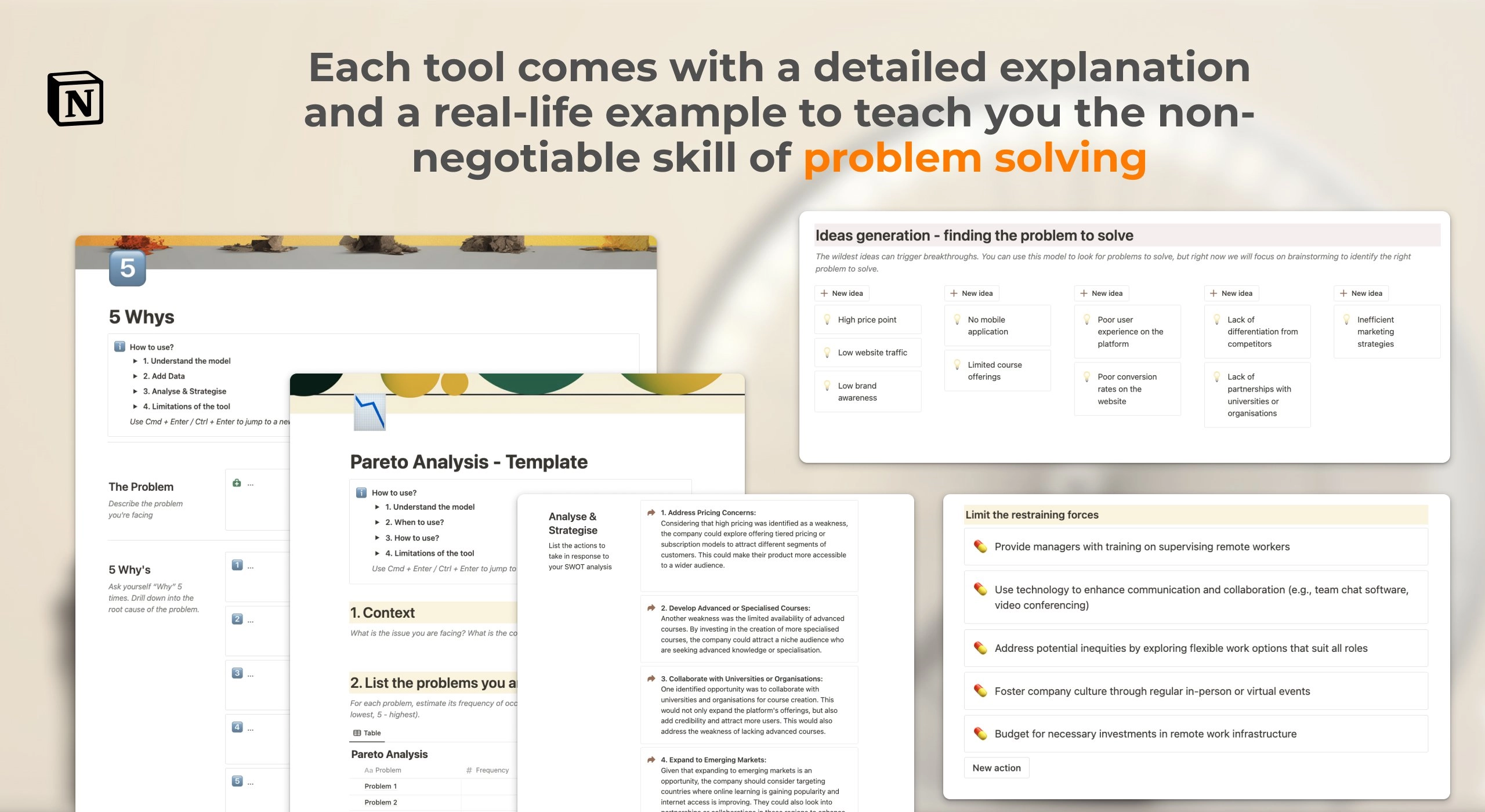 Notion Problem Solving Toolkit -  Pack To Crack Any Problem
